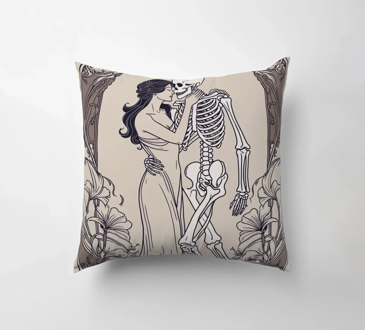 The Lovers: Eternal Passion Across Time decorative cushion by Mystique & Muse