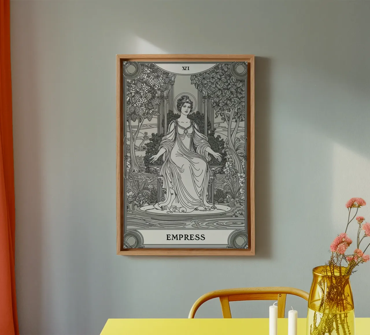 Die Kaiserin: Die göttliche Mutter des Überflusses Leinwand mit Schattenfugenrahmen von Mystique & Muse