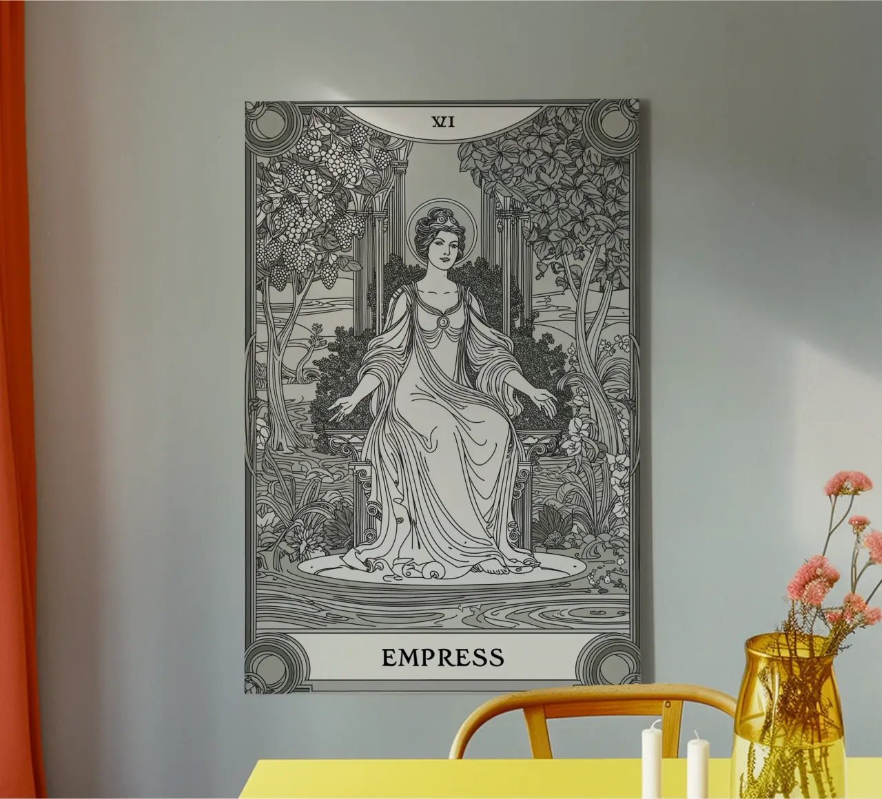 Die Kaiserin: Die göttliche Mutter des Überflusses Leinwand mit Schattenfugenrahmen von Mystique & Muse