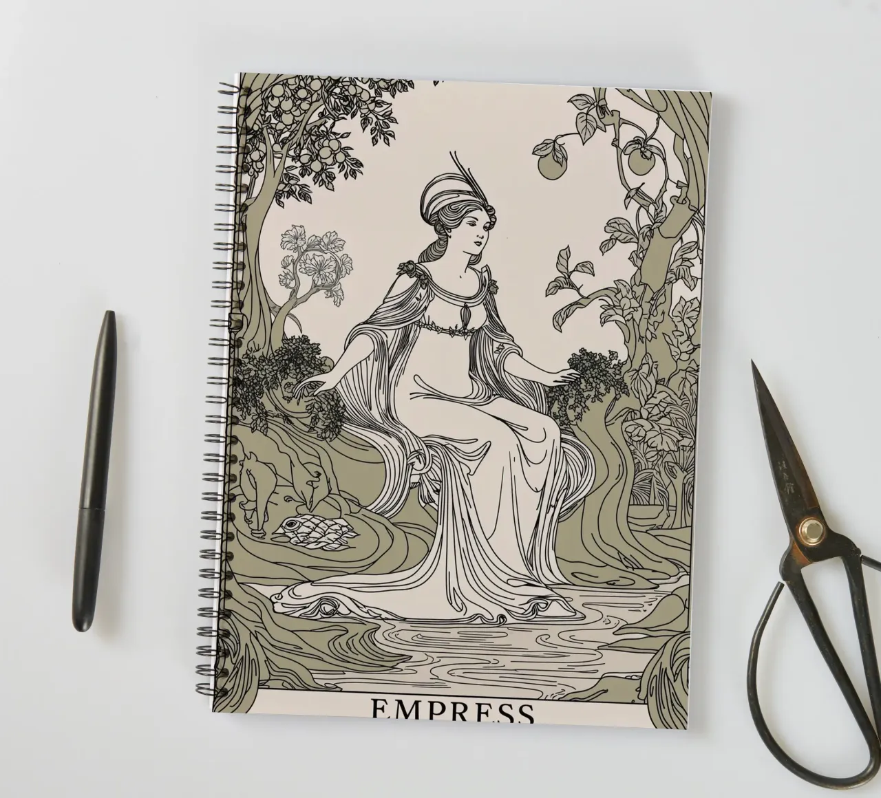 The Empress: Guardian of Nature and Abundance spiral notebook by Mystique & Muse