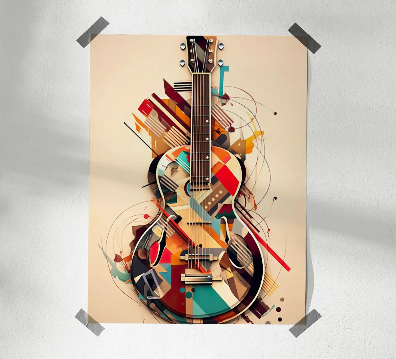 Guitar poster with aluminum frame by Artsy Bessy
