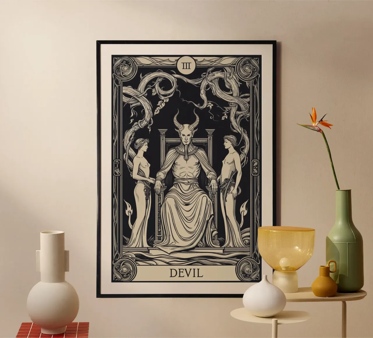 Il diavolo: Il trono delle tenebre e del desiderio poster con telaio in plastica da Mystique & Muse