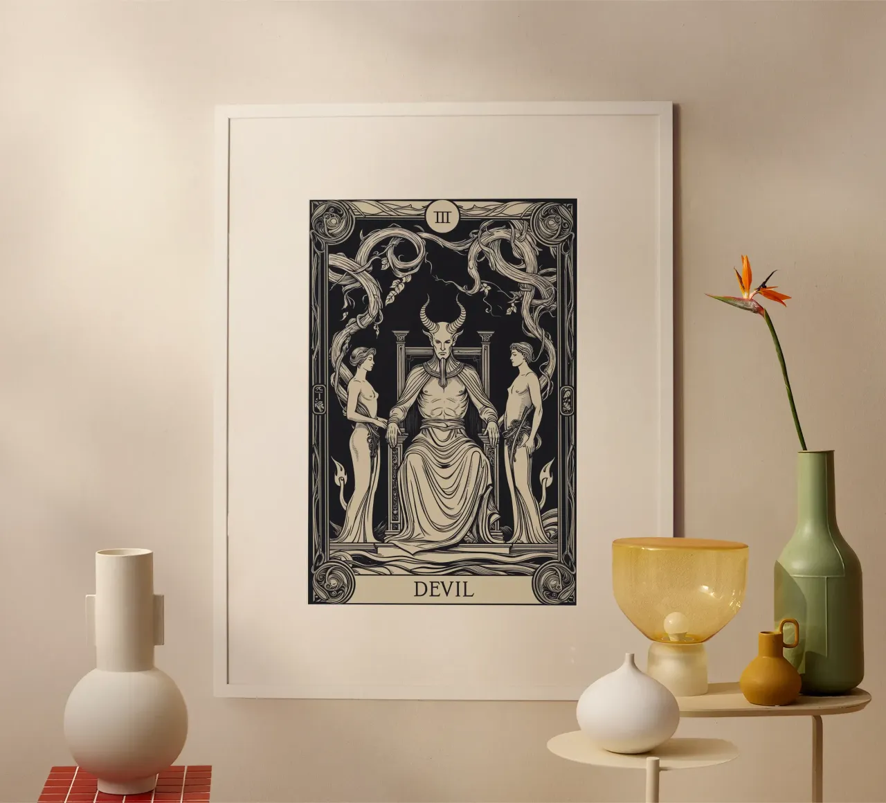 Il diavolo: Il trono delle tenebre e del desiderio poster con telaio in plastica da Mystique & Muse