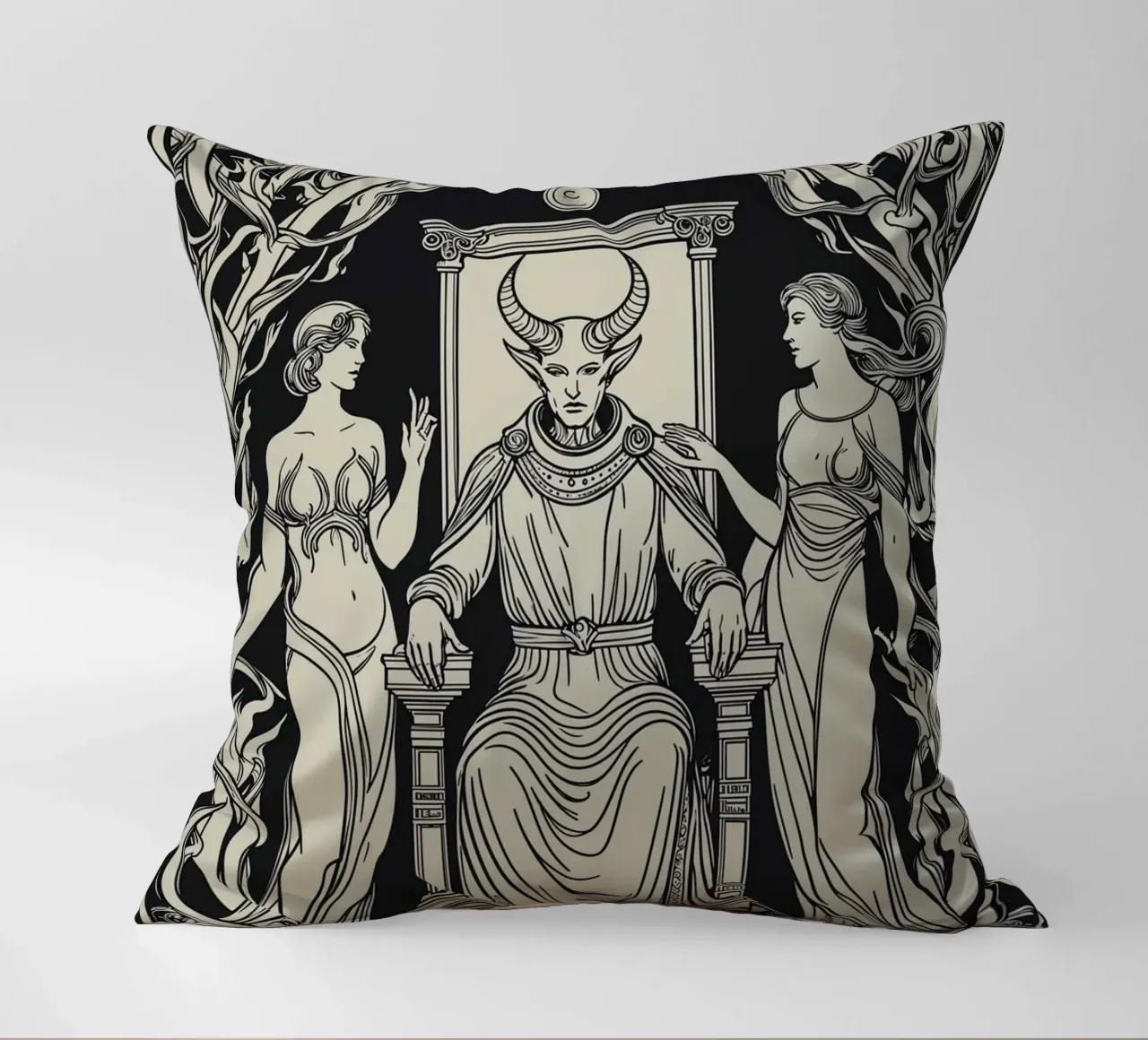 The Devil: Seduction and Control decorative cushion by Mystique & Muse