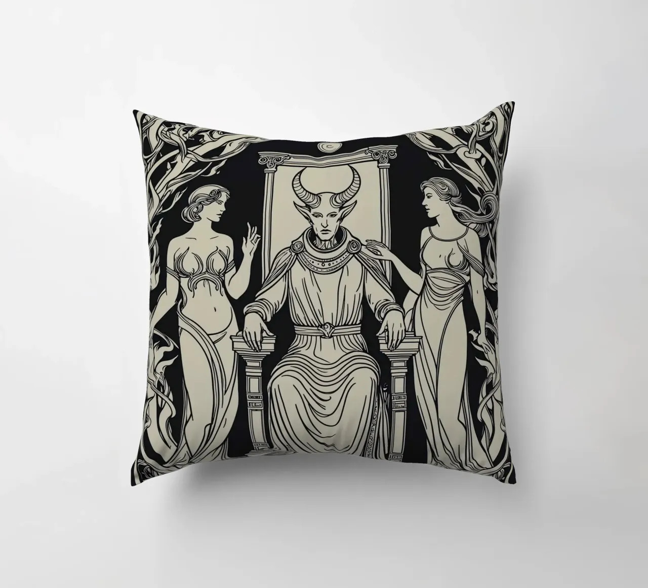 The Devil: Seduction and Control decorative cushion by Mystique & Muse