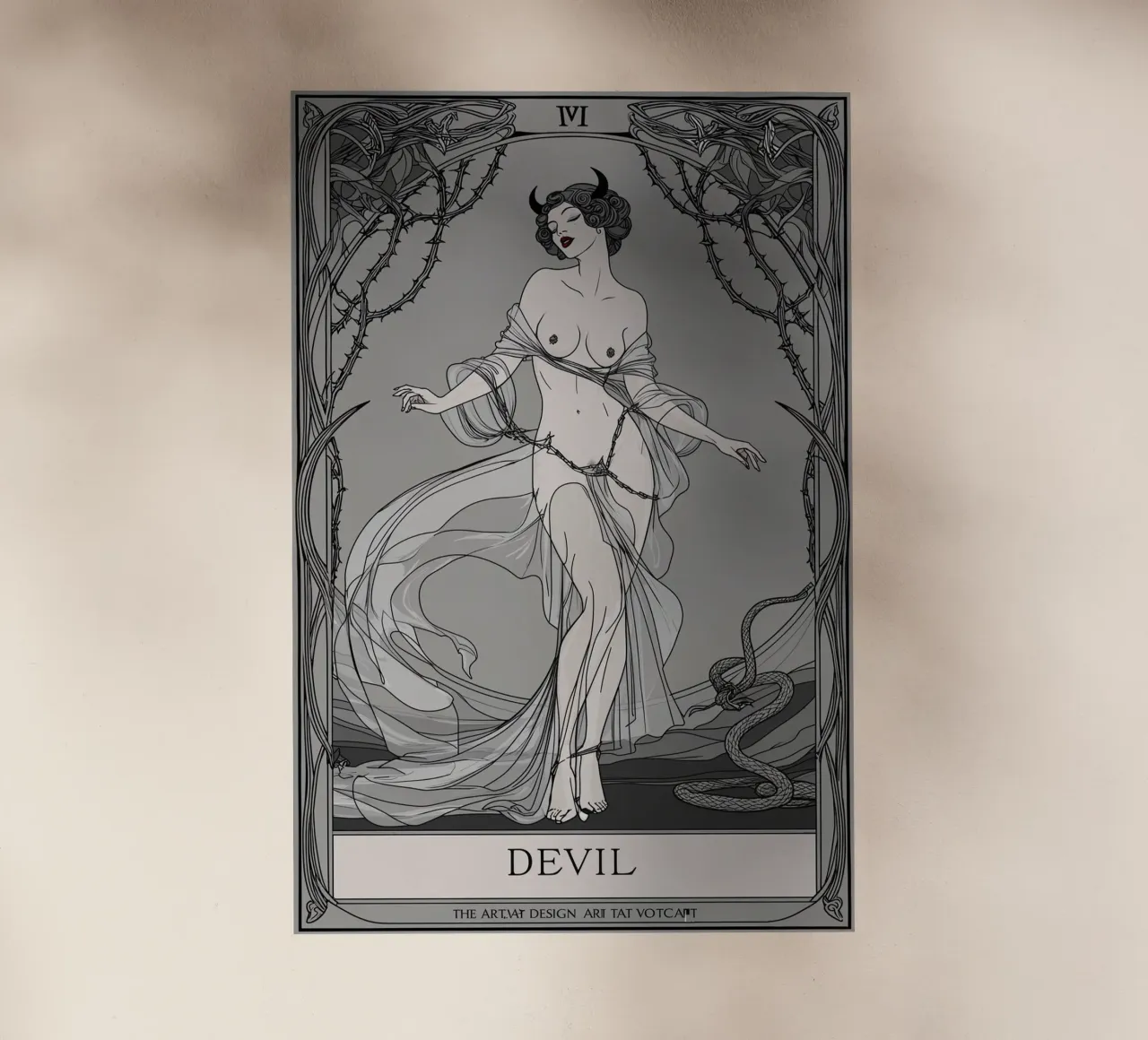 De duivel: Dans van verleiding en schaduwen backlit folie van Mystique & Muse