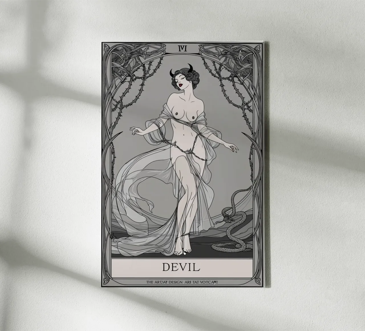 De duivel: Dans van verleiding en schaduwen canvas van Mystique & Muse