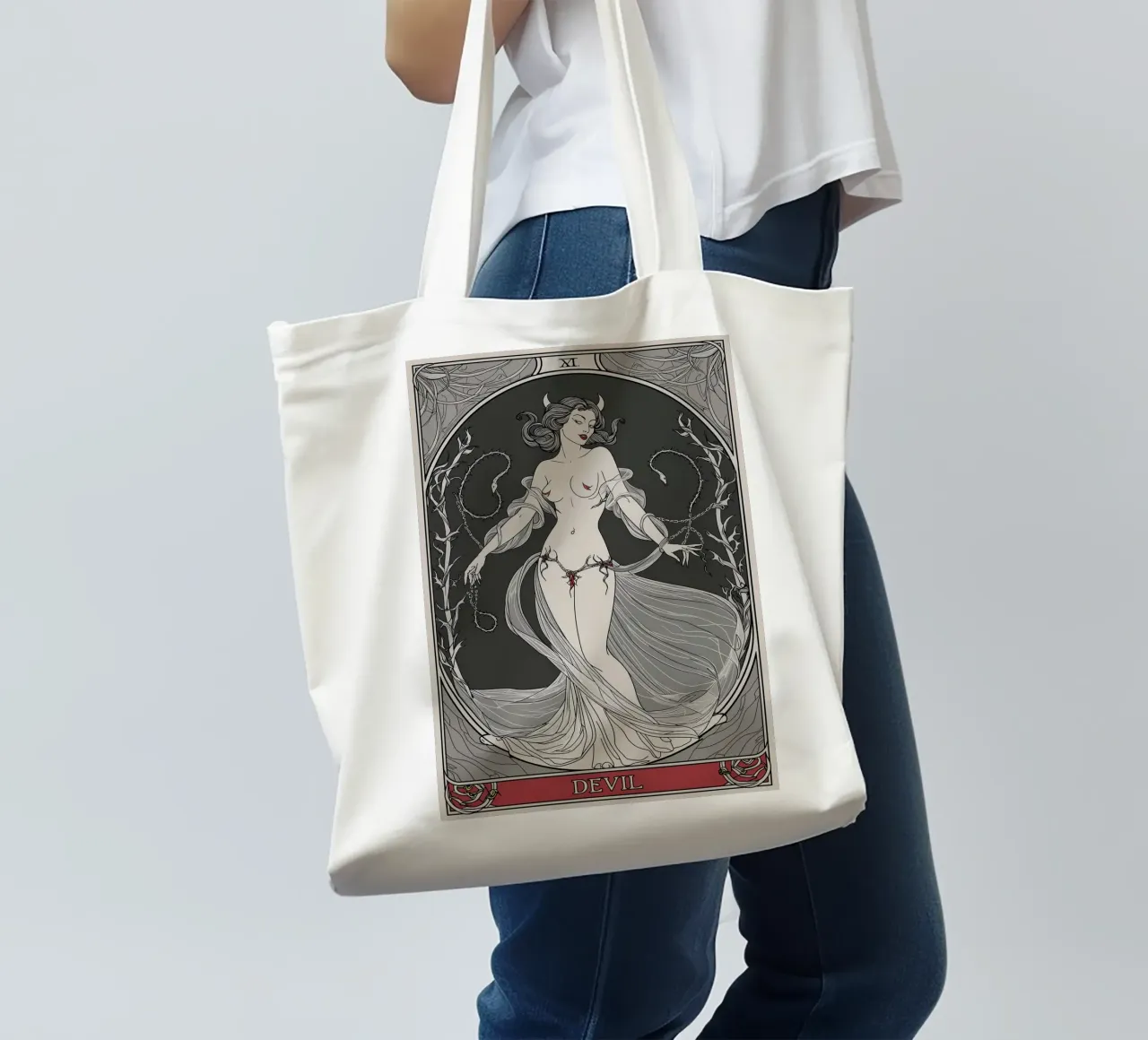 Il diavolo: Avvinghiato dal desiderio e dal potere borsa in juta da Mystique & Muse