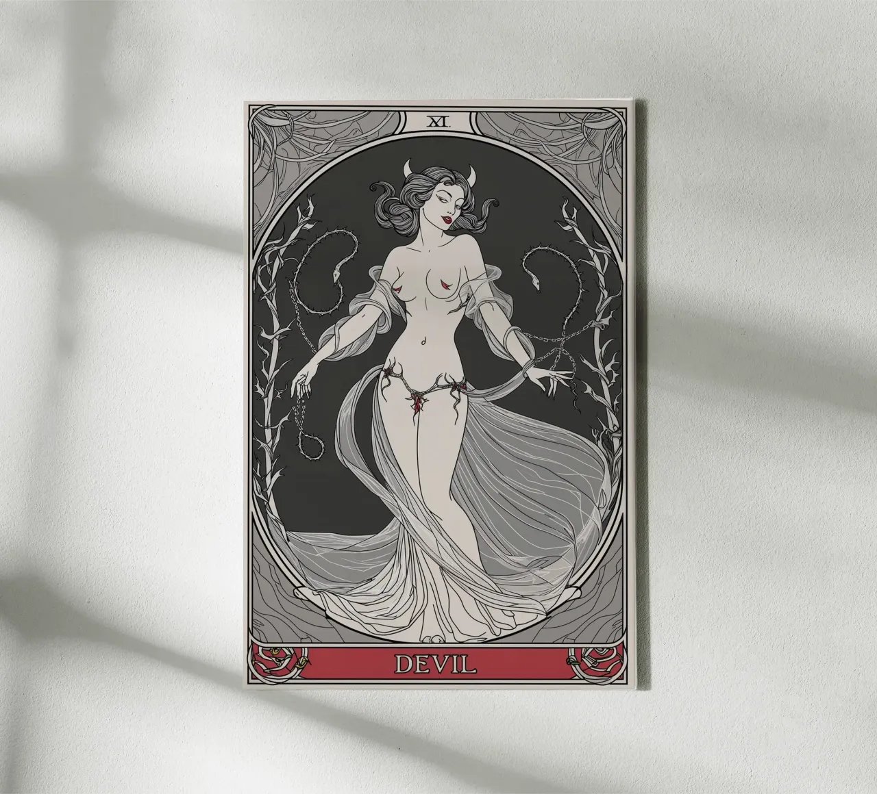 The Devil: Ensnared by Desire and Power canvas with Floater frame by Mystique & Muse
