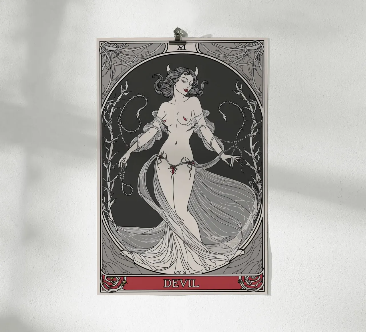 Il diavolo: Avvinghiato dal desiderio e dal potere carta hahnemühle da Mystique & Muse