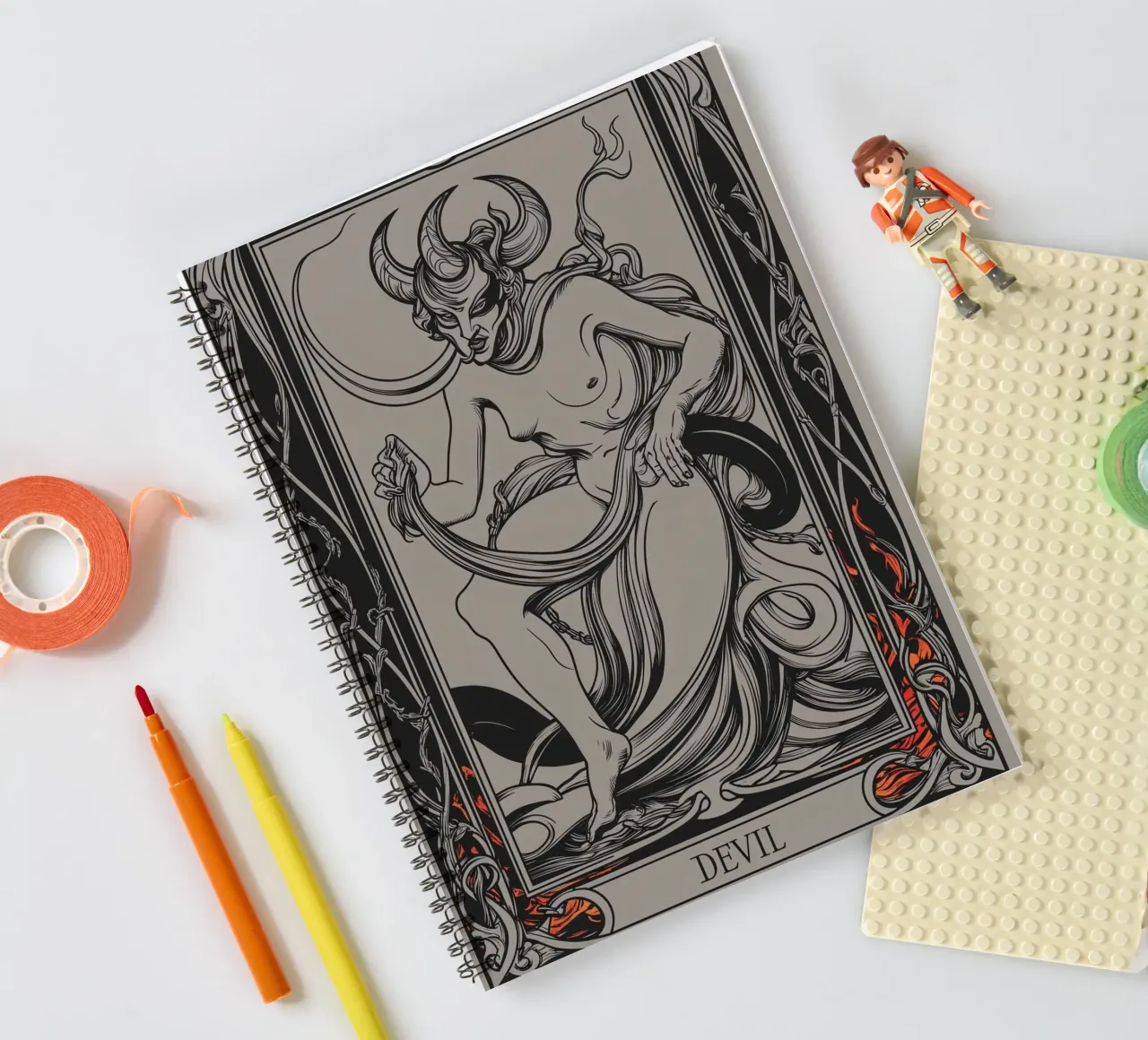 The Devil: Seduction in the Shadows spiral notebook by Mystique & Muse