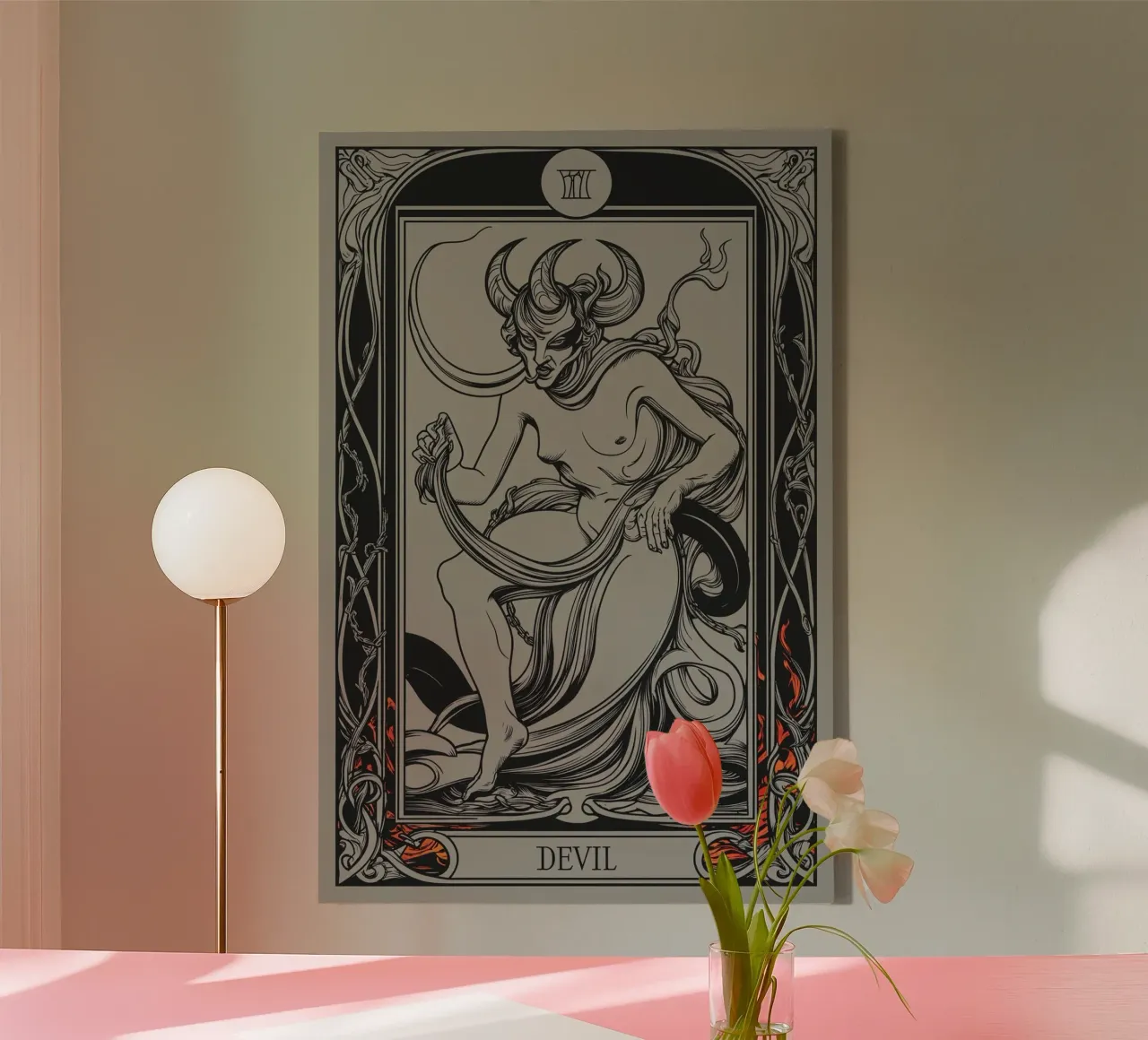 The Devil: Seduction in the Shadows canvas by Mystique & Muse