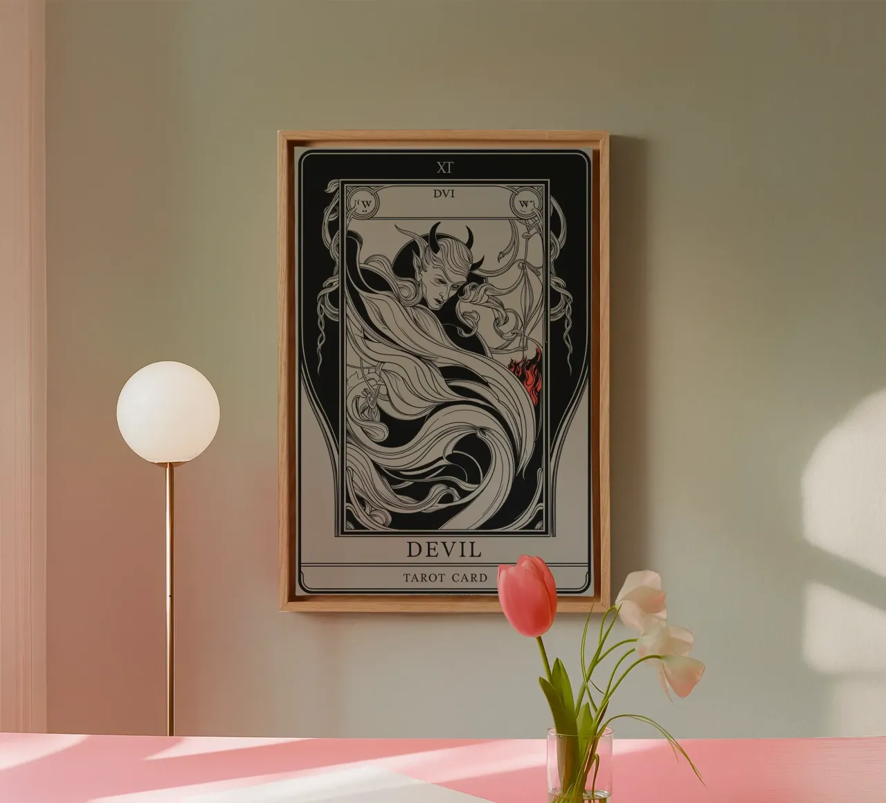 The Devil: Power and Temptation Unveiled canvas with Floater frame by Mystique & Muse