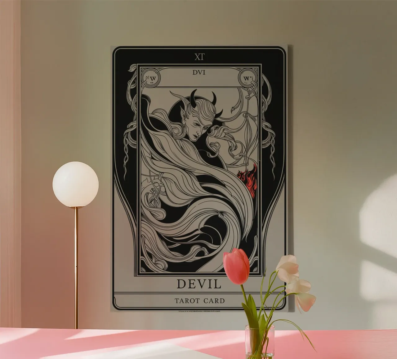 The Devil: Power and Temptation Unveiled canvas with Floater frame by Mystique & Muse