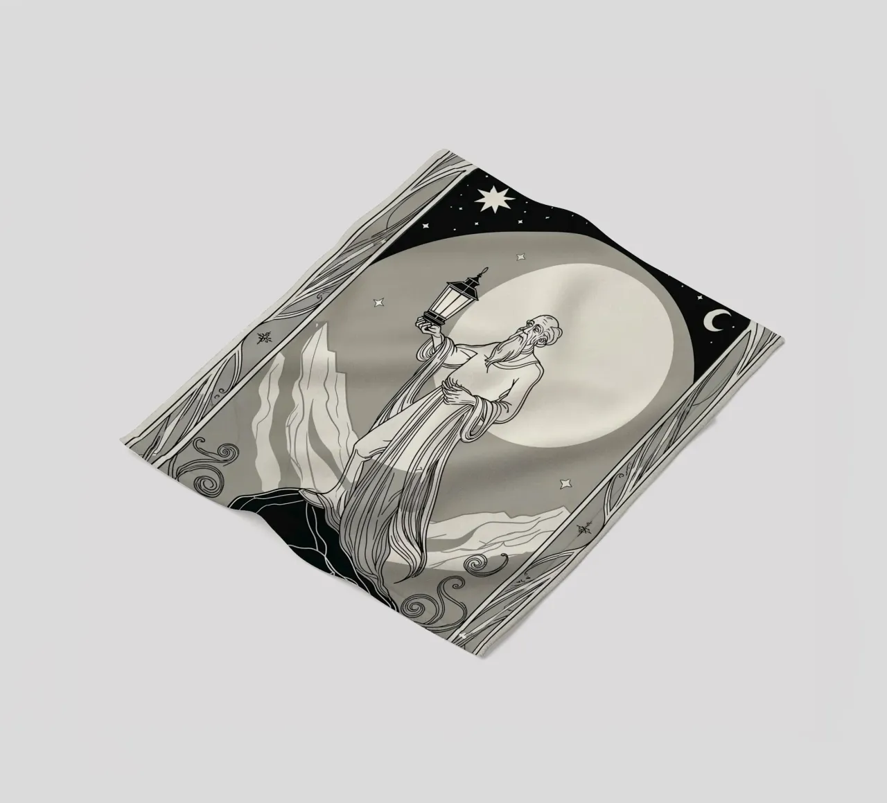 The Hermit – Solitude's Illumination fleece blanket by Mystique & Muse
