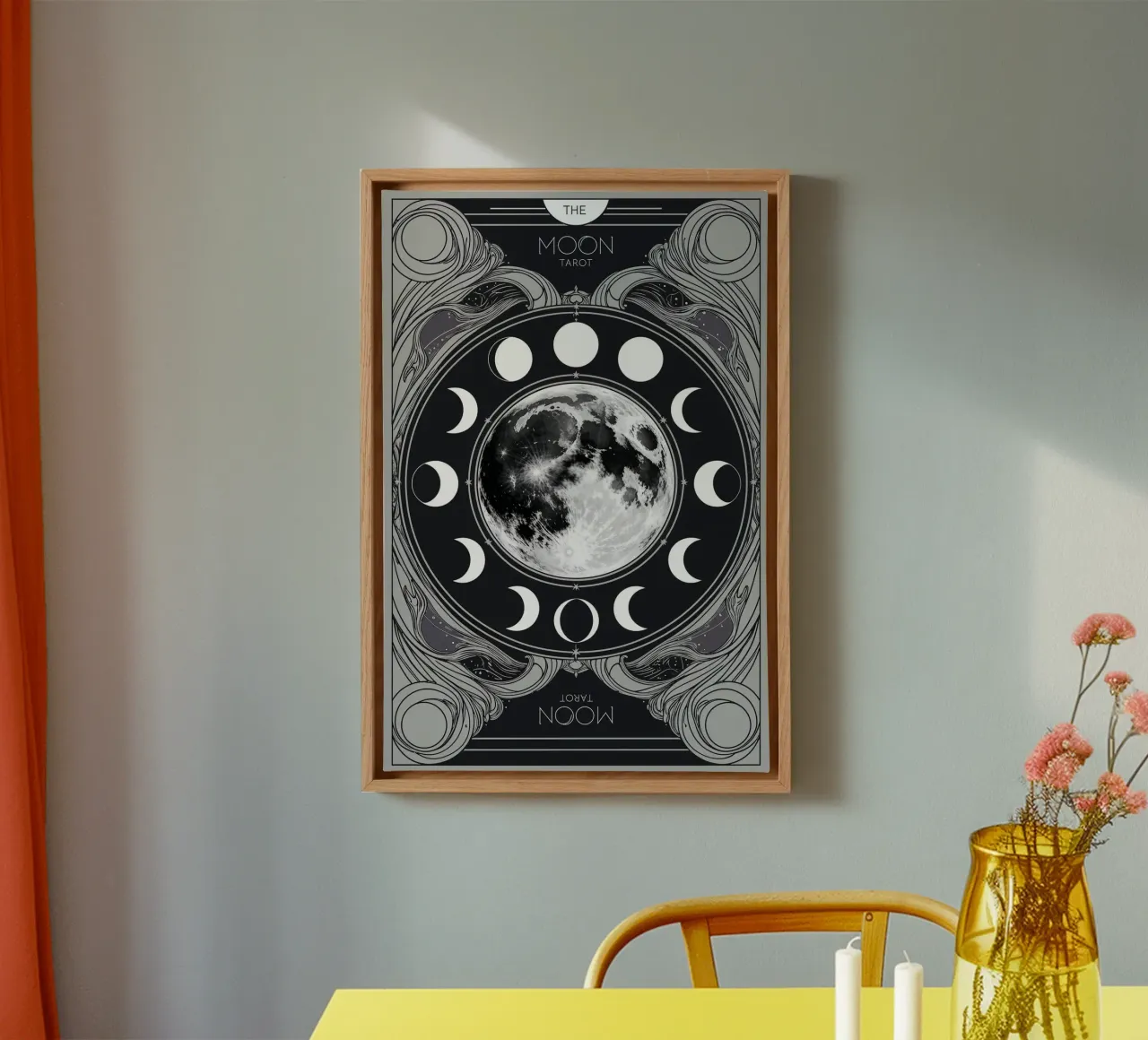 The Moon – Phases of the Moon in Tarot Symbolism canvas with Floater frame by Mystique & Muse