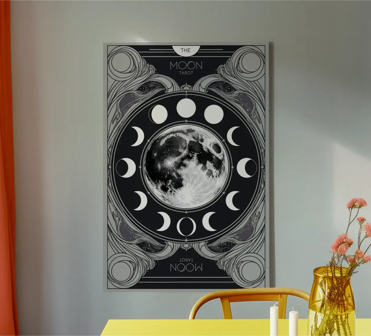 The Moon – Phases of the Moon in Tarot Symbolism canvas with Floater frame by Mystique & Muse