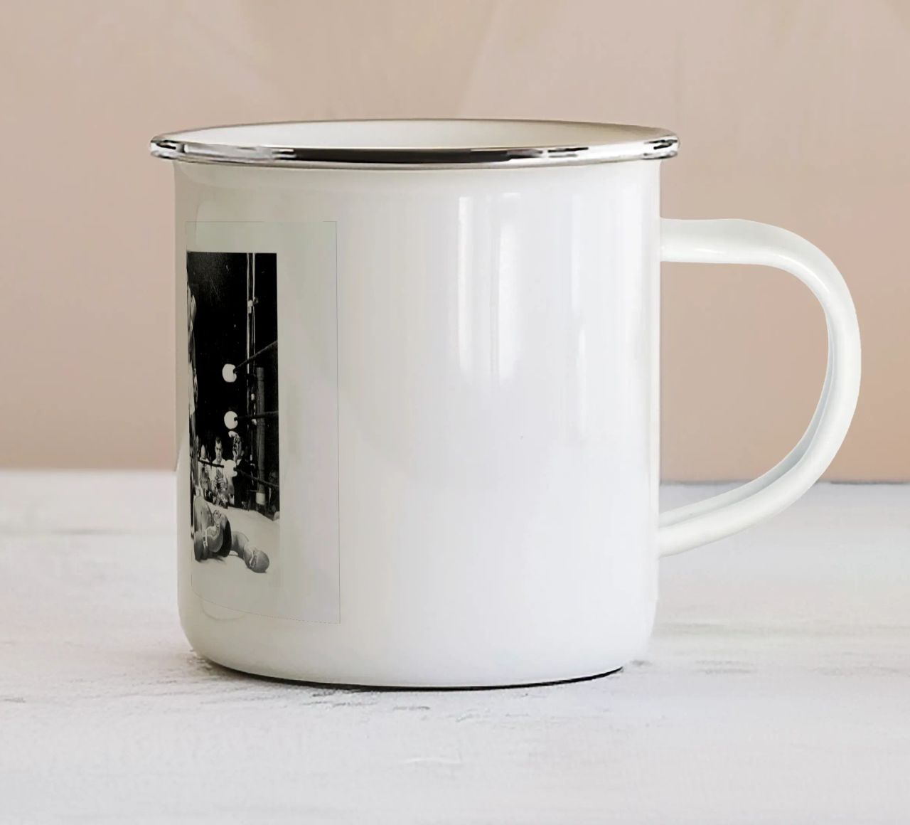 Muhammad Ali rematch with Sonny Liston, 1965 enamel mug by Gallery Print and Art Limited