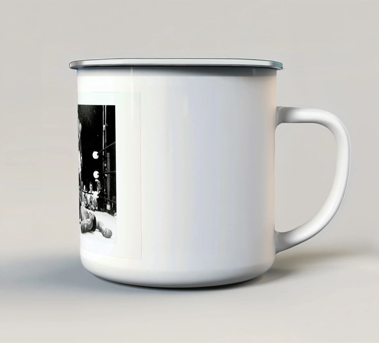 Muhammad Ali rematch with Sonny Liston, 1965 enamel mug by Gallery Print and Art Limited