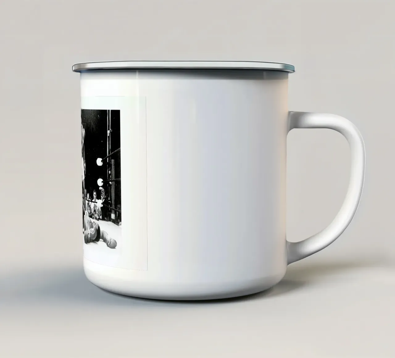 Muhammad Ali rematch with Sonny Liston, 1965 enamel mug by Gallery Print and Art Limited
