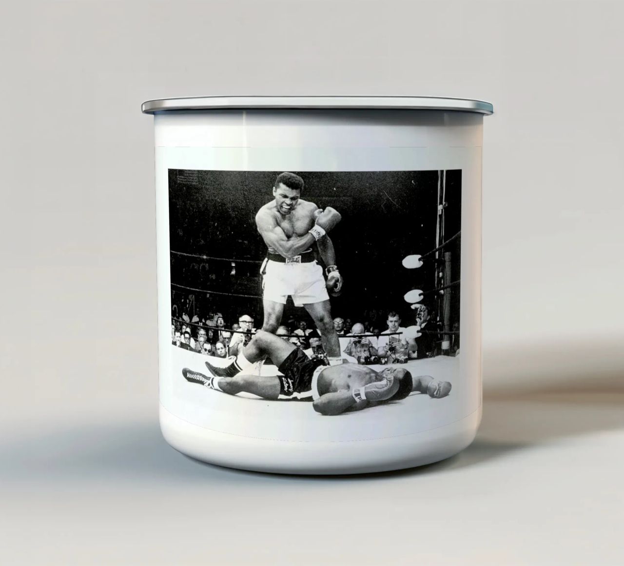 Muhammad Ali rematch with Sonny Liston, 1965 enamel mug by Gallery Print and Art Limited