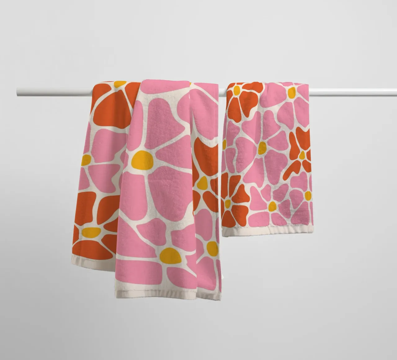 Pink Groovy Flowers Abstract Botanical Flowers asciugamano da bagno da pdigitalprints