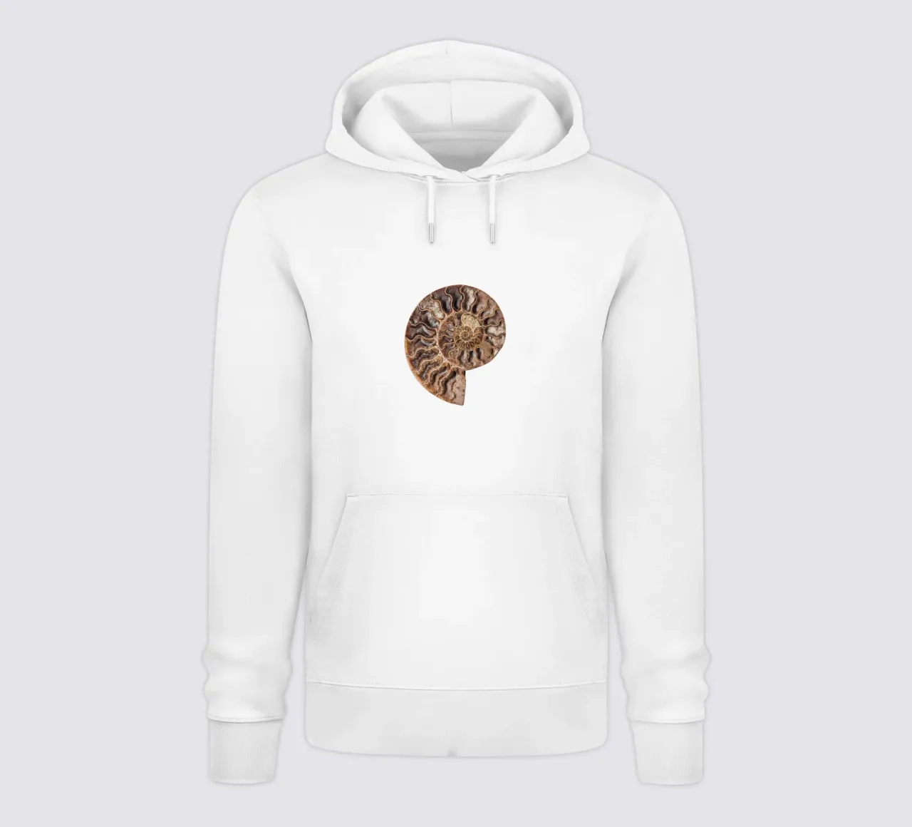 Conchiglia fossile di ammonite felpa con cappuccio da Curious Collections by Marielle Leenders