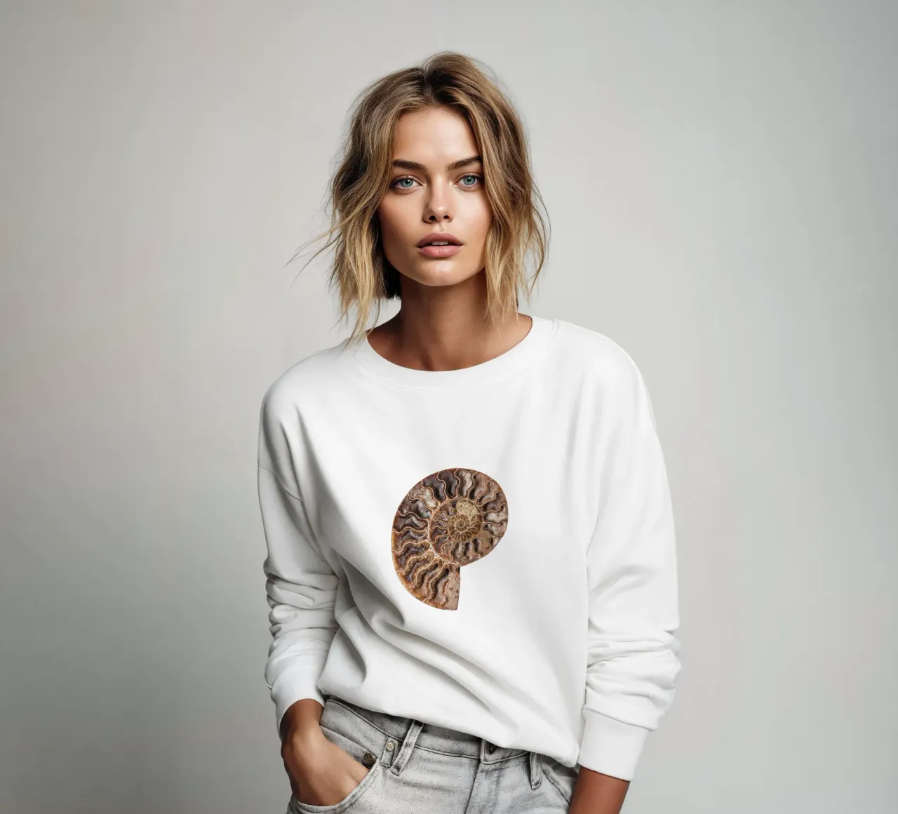 Conchiglia fossile di ammonite felpa da Curious Collections by Marielle Leenders