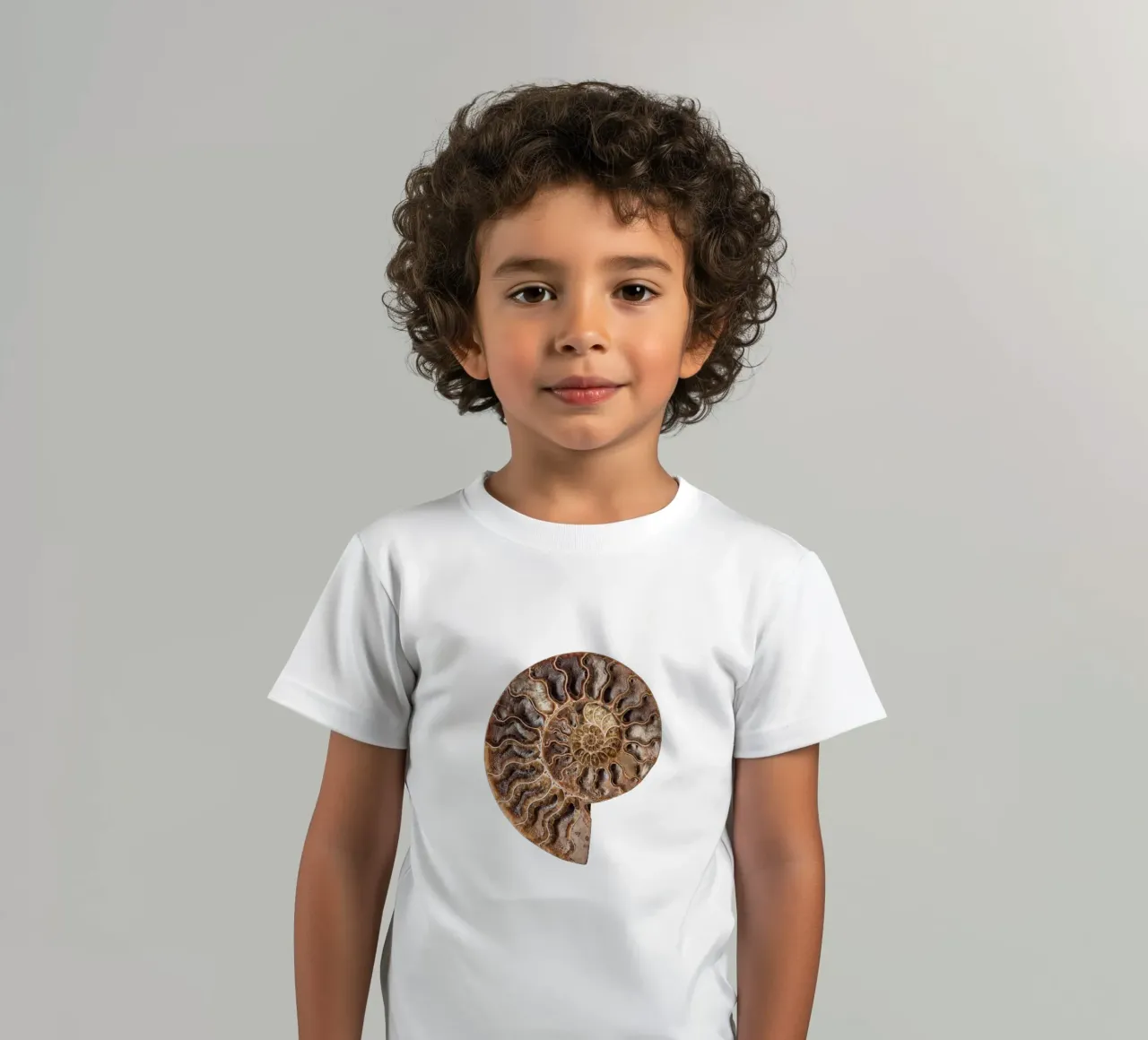Conchiglia fossile di ammonite t-shirt bambini da Curious Collections by Marielle Leenders