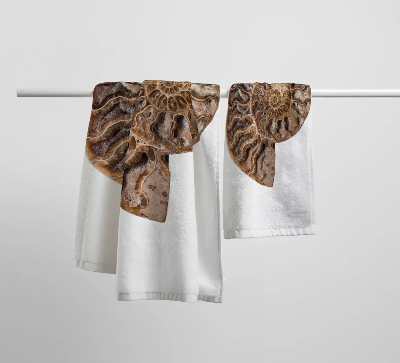 Shell fossil ammonite towel by Curious Collections by Marielle Leenders