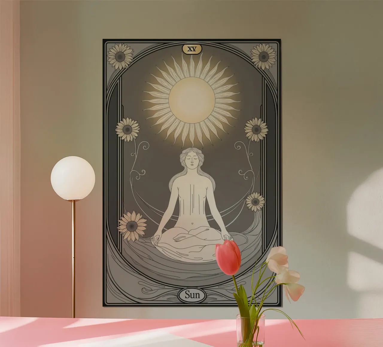 Le Tarot du Soleil - Lumière, joie et clarté spirituelle poster avec cadre en aluminium de Mystique & Muse