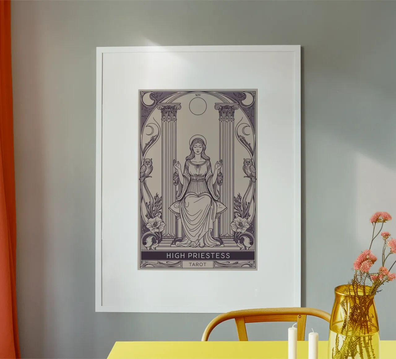 L'Alta Sacerdotessa - Il velo tra i mondi poster con telaio in legno da Mystique & Muse