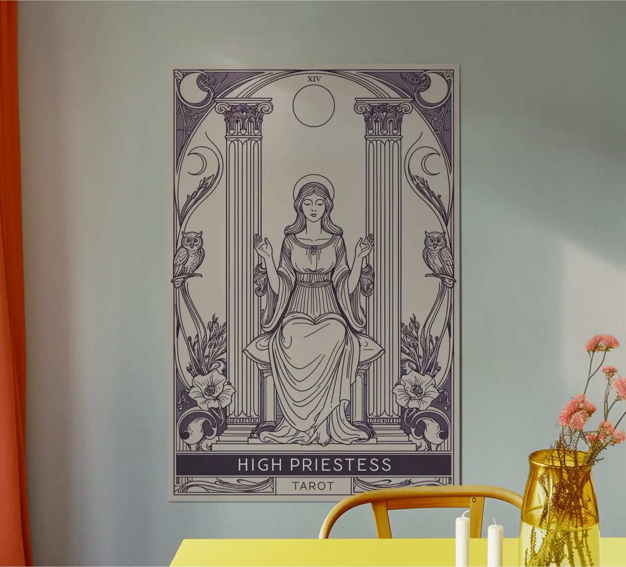 L'Alta Sacerdotessa - Il velo tra i mondi poster con telaio in legno da Mystique & Muse