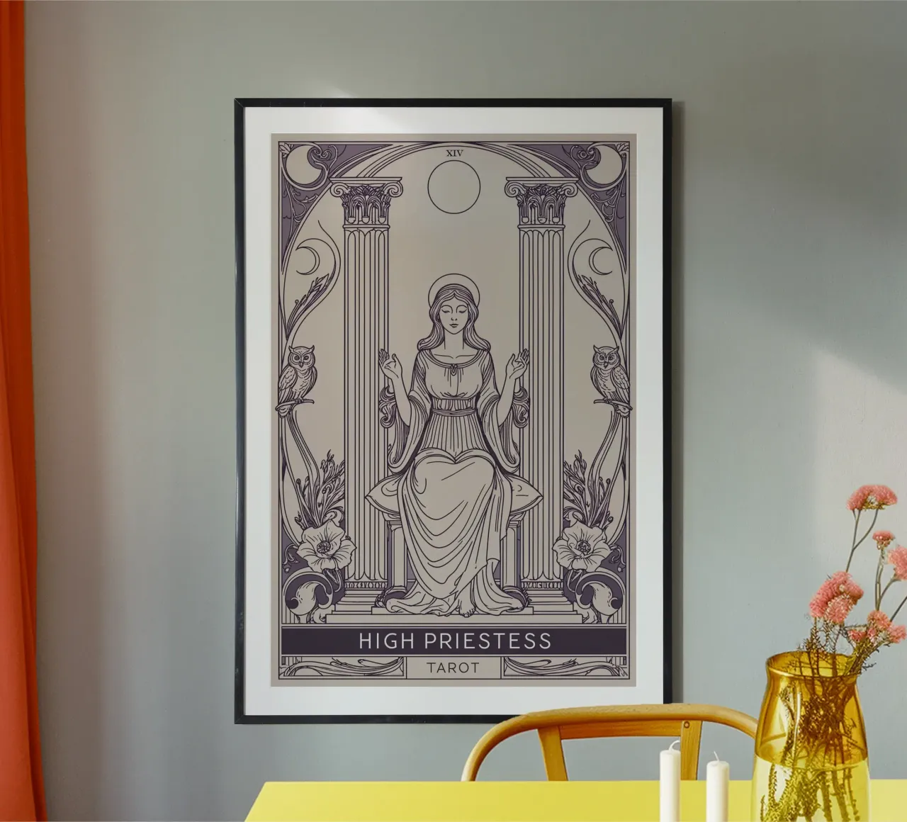 L'Alta Sacerdotessa - Il velo tra i mondi poster con telaio in legno da Mystique & Muse