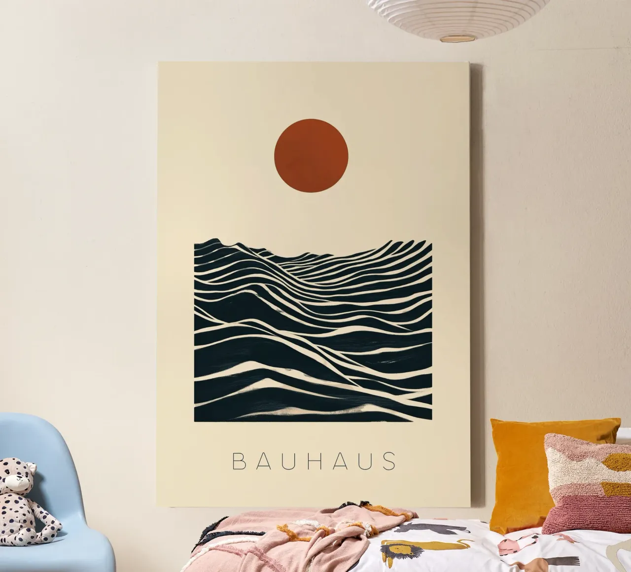 Bauhaus "Kunst der Funktion: Bauhaus trifft Ästhetik" Leinwand mit Schattenfugenrahmen von Nikis Art Studio