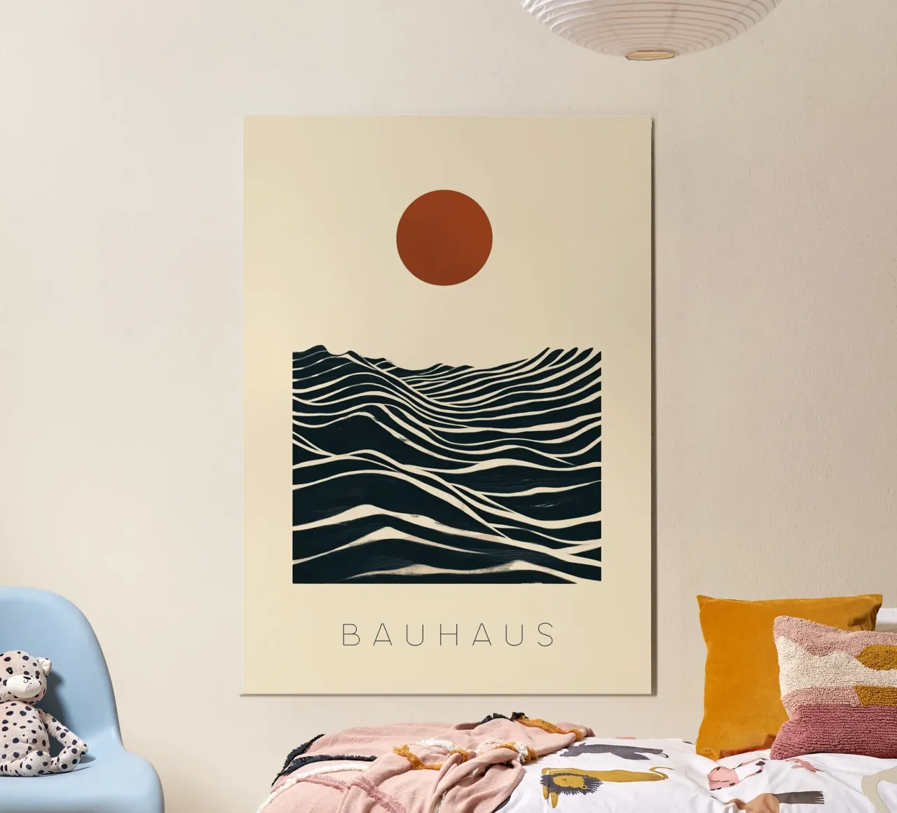 Bauhaus "The art of function: Bauhaus meets aesthetics" poster with wooden frame by Nikis Art Studio