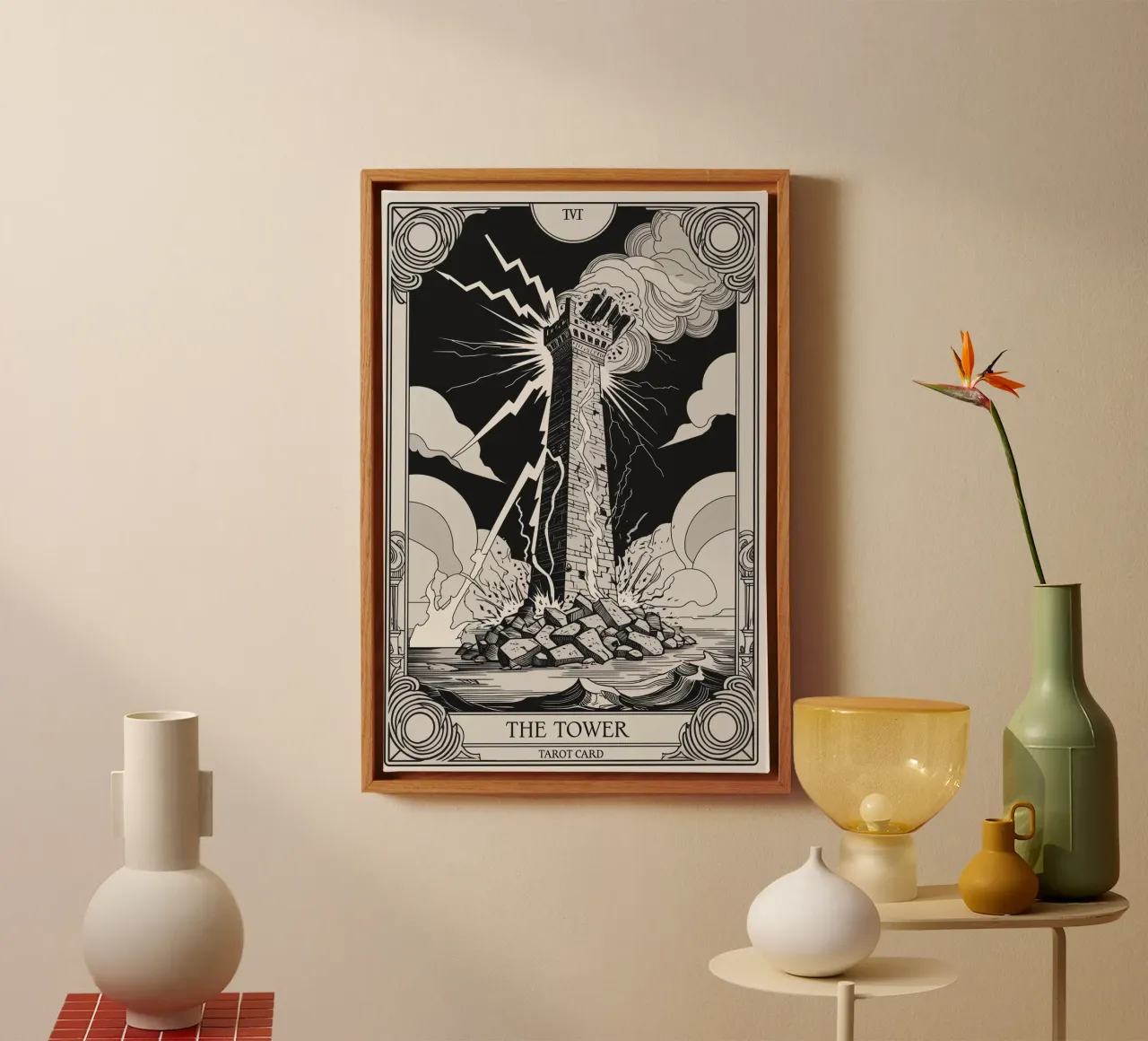 De Toren - Plotselinge omwenteling en transformatie canvas met Baklijst van Mystique & Muse