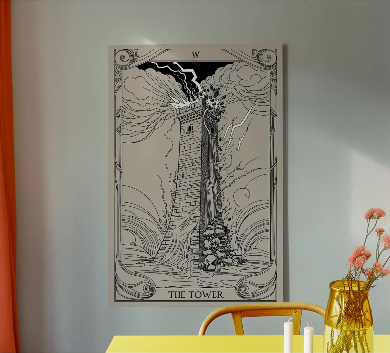 De Toren - Plotselinge chaos en verandering canvas met Baklijst van Mystique & Muse
