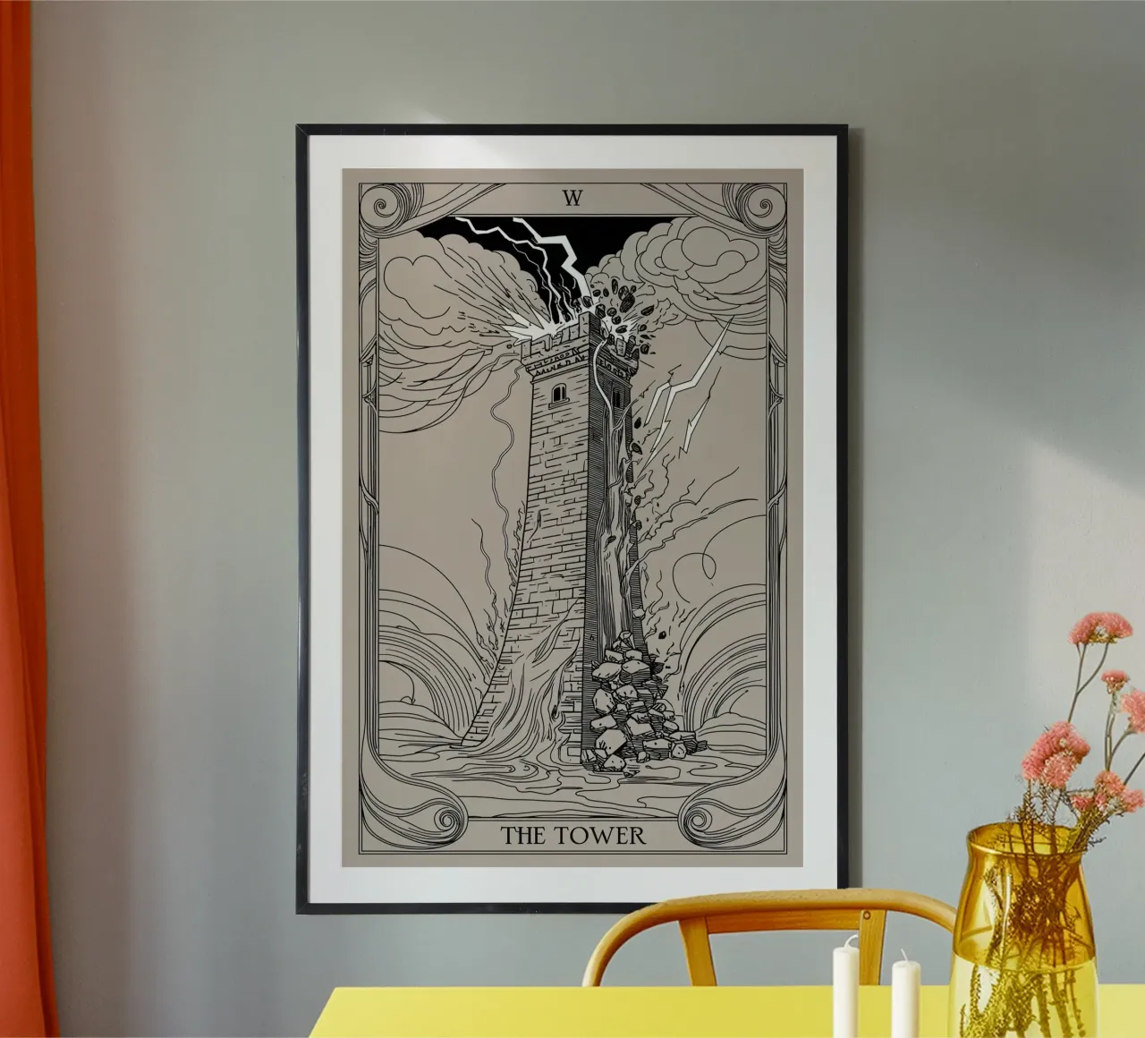 De Toren - Plotselinge chaos en verandering poster met aluminium frame van Mystique & Muse