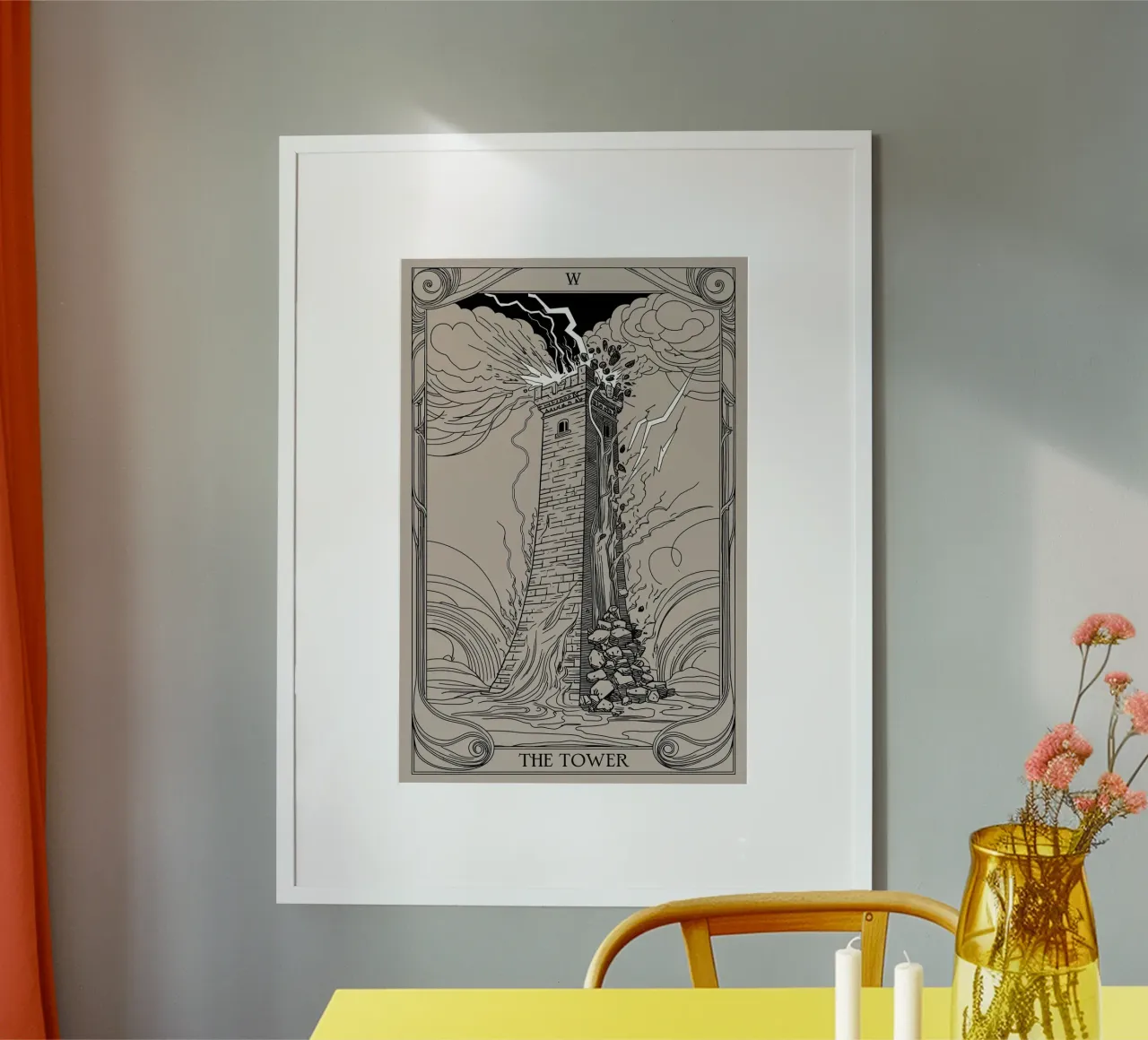 De Toren - Plotselinge chaos en verandering poster met aluminium frame van Mystique & Muse