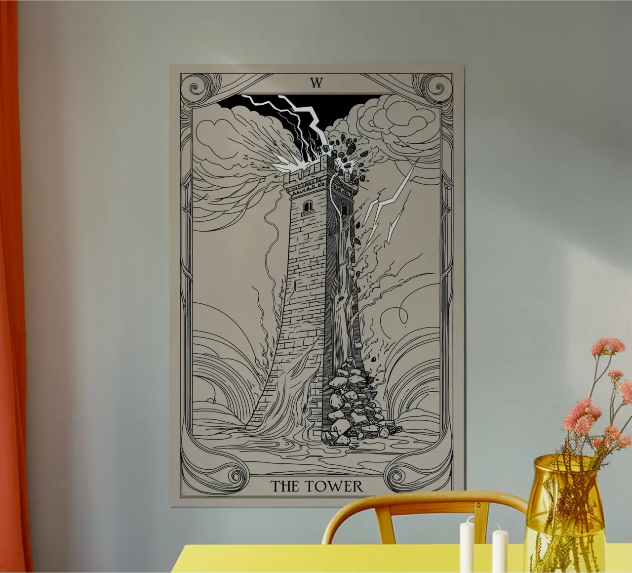 De Toren - Plotselinge chaos en verandering poster met aluminium frame van Mystique & Muse
