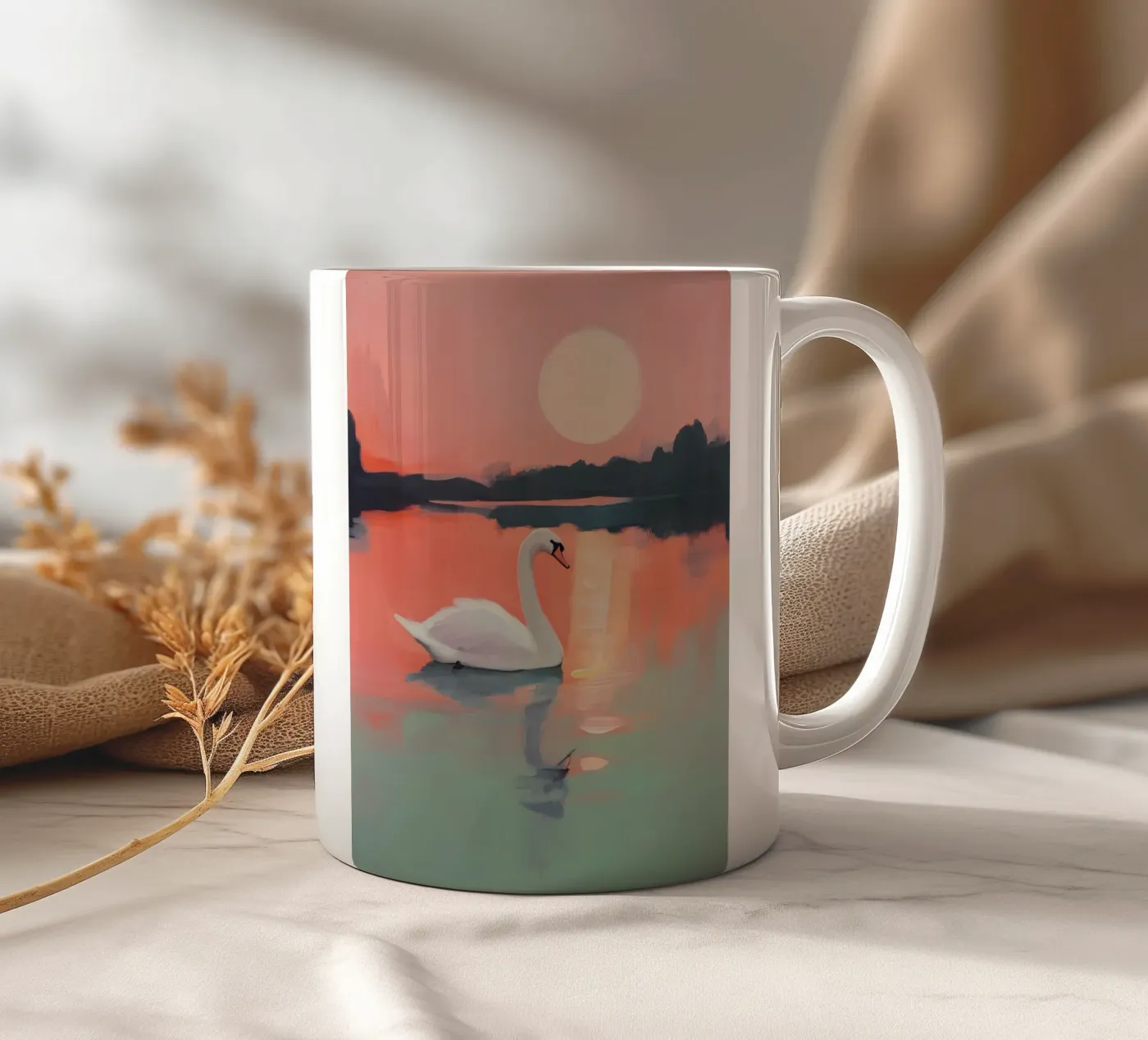 Sunset Harmony ceramic mug by treechild
