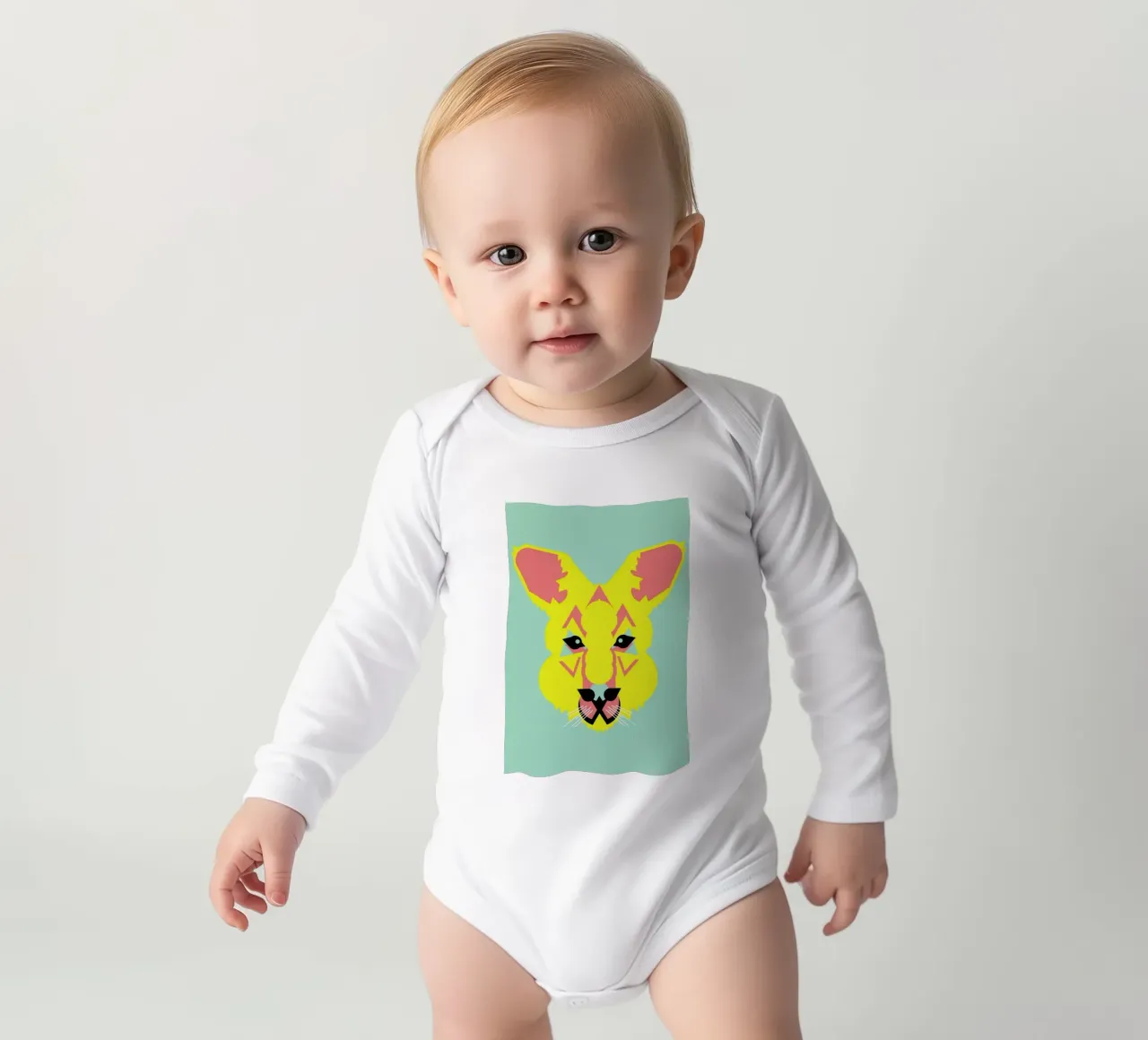Skippy The Bush Kangaroo long-sleeve baby romper by Gareth Pollock Design