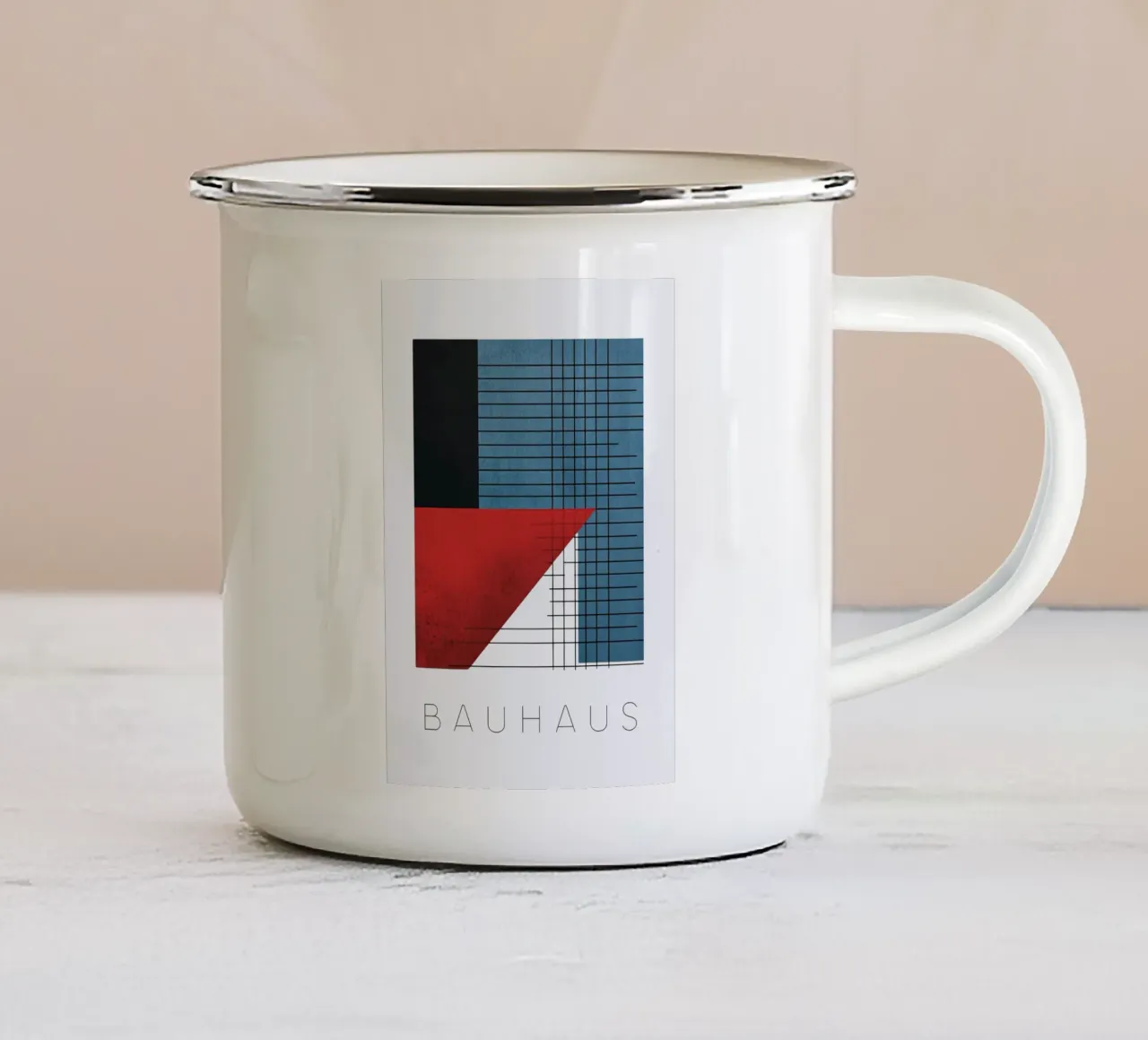 Bauhaus enamel mug by Nikis Art Studio