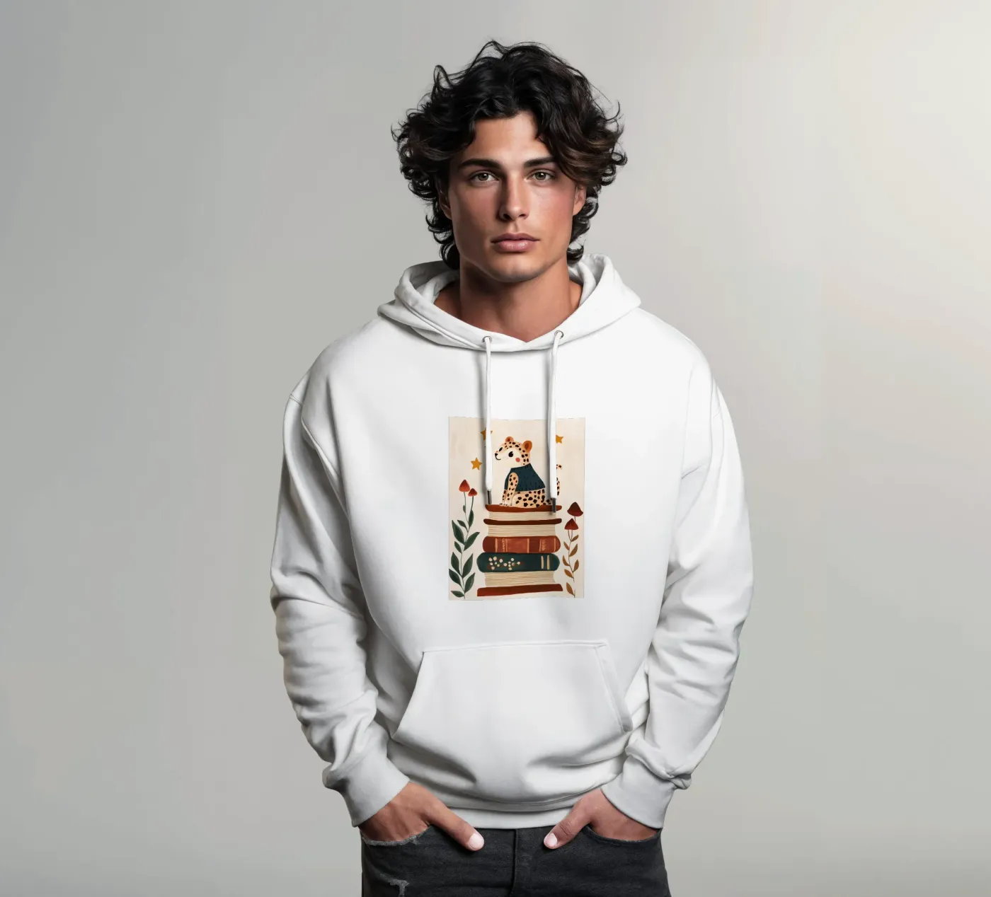 Book Stack Leopard Hoodie von Kiki