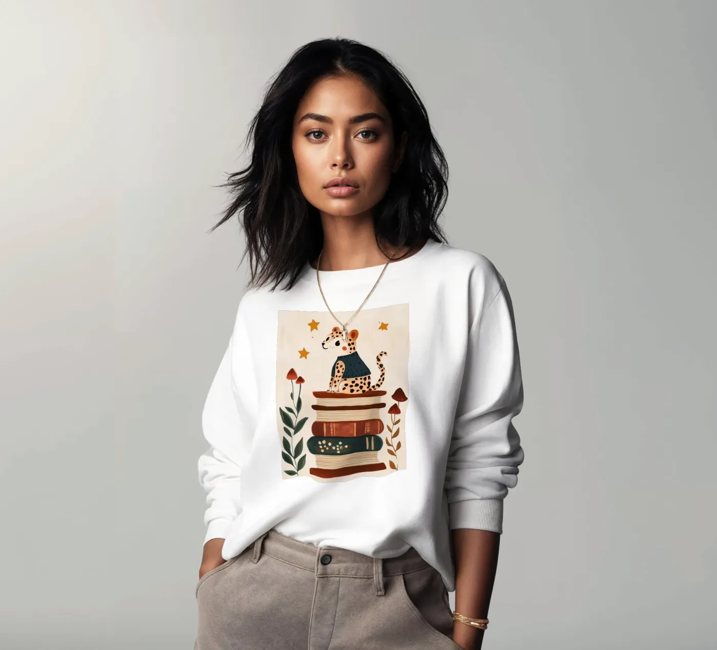 Book Stack Leopard Sweatshirt von Kiki