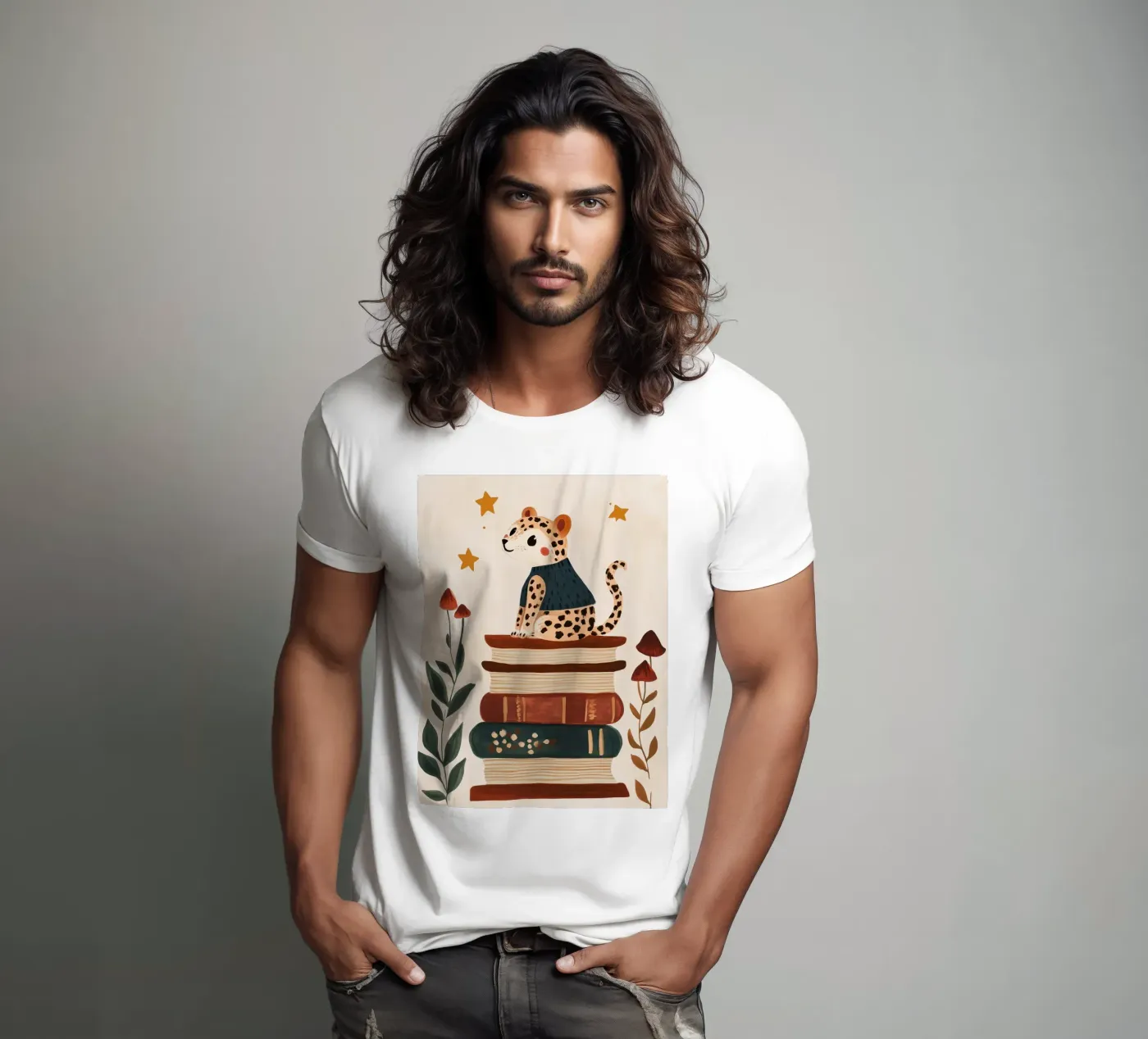 Book Stack Leopard t-shirt da Kiki