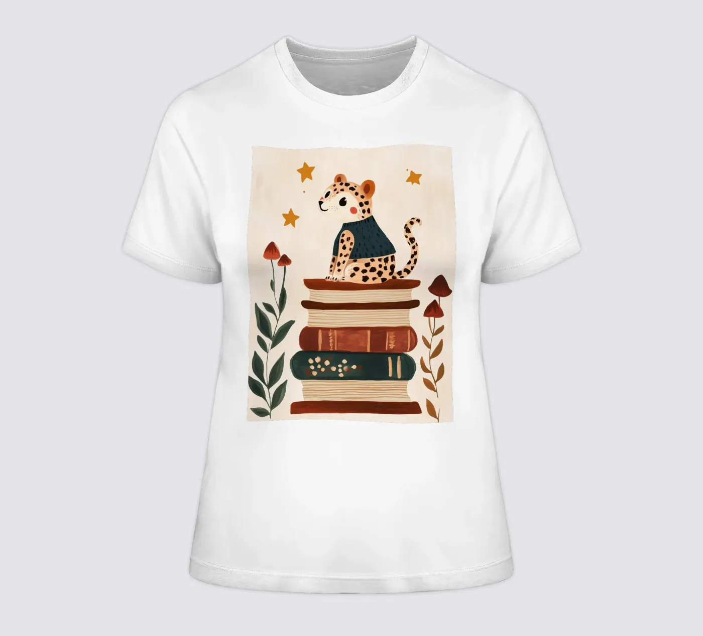 Book Stack Leopard t-shirt da donna da Kiki