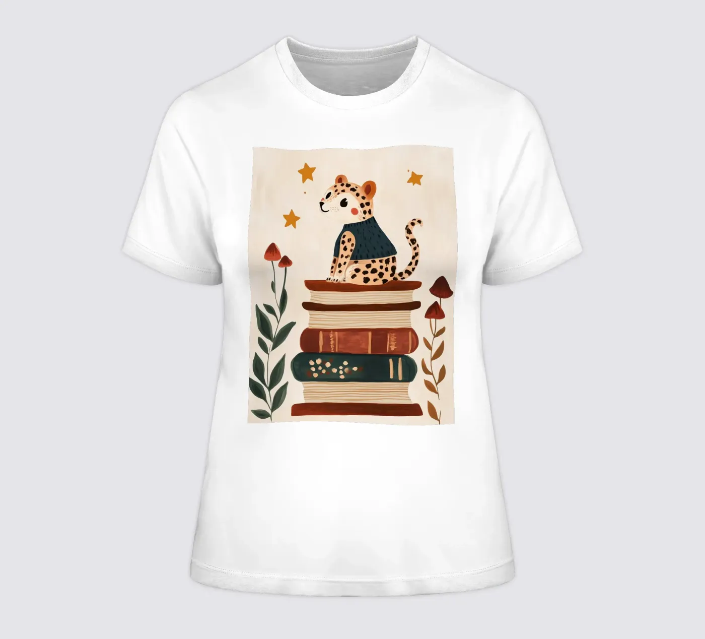 Book Stack Leopard t-shirt da donna da Kiki