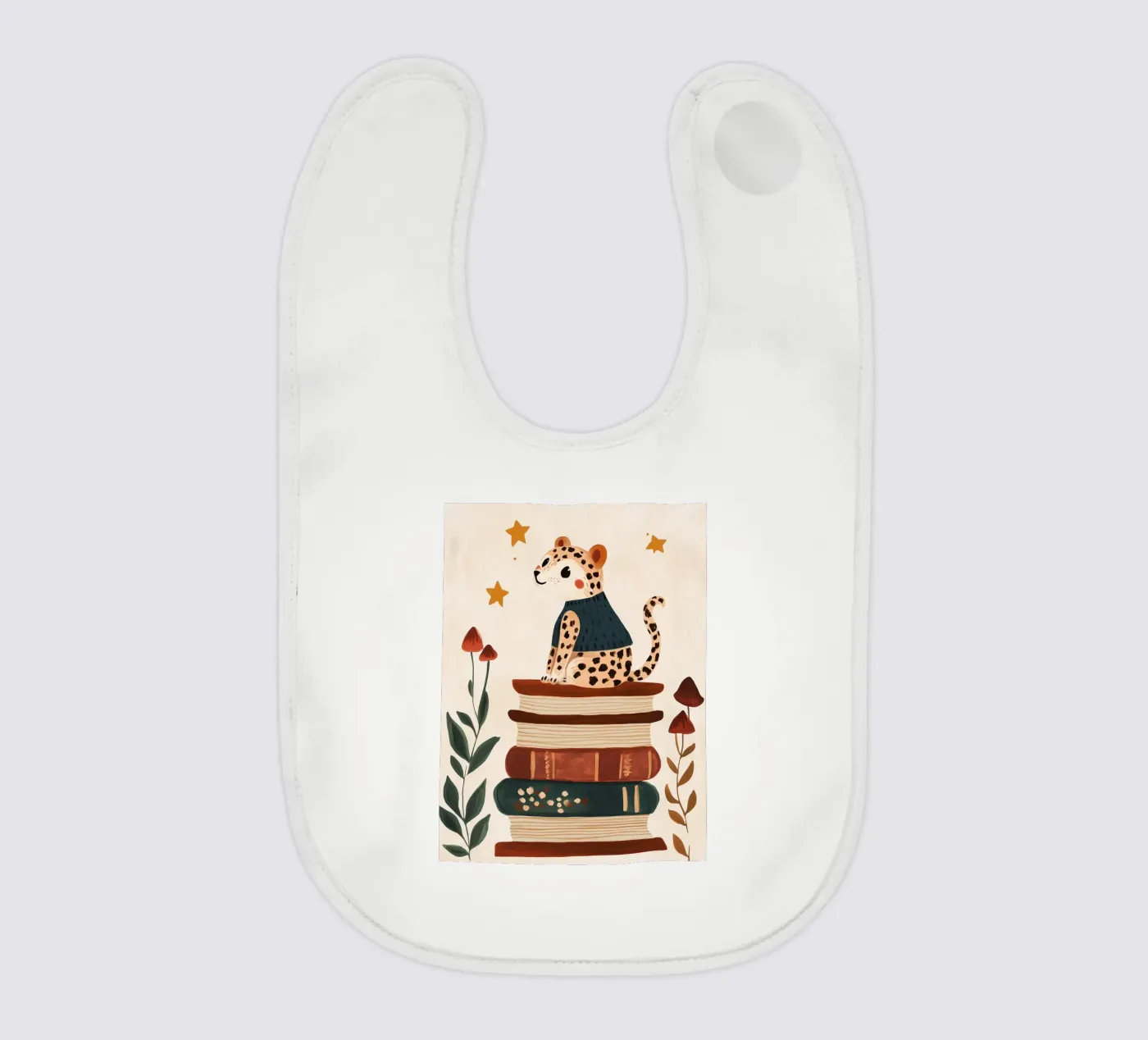 Book Stack Leopard baby bib by Kiki